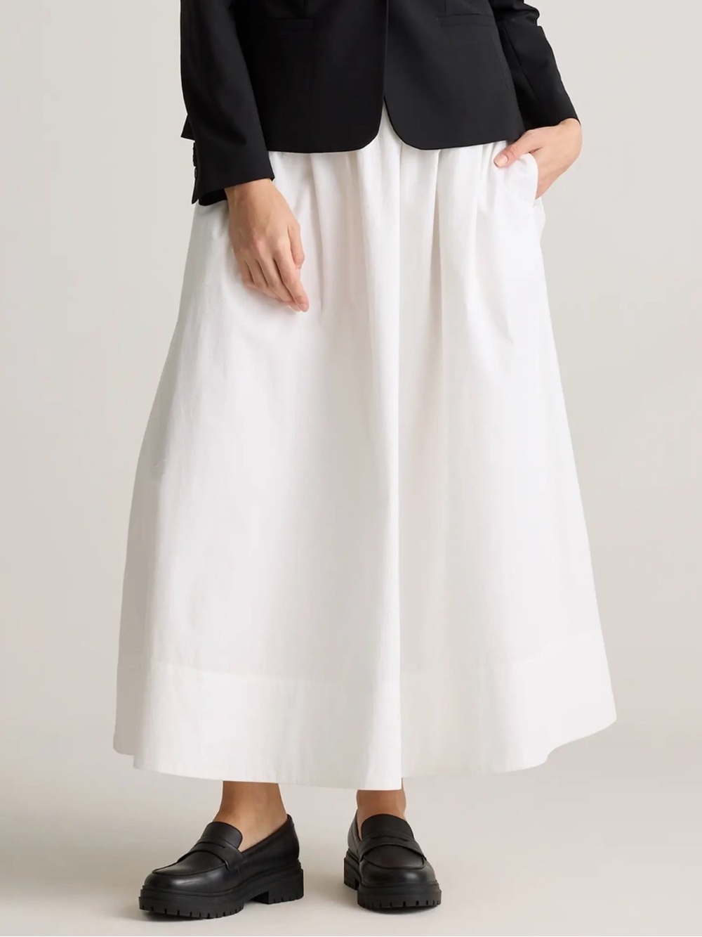 Magaschoni White Poplin A-Line Maxi Skirt Size Large -NWT - Picture 4 of 6